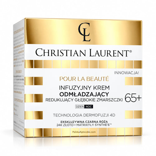 65+ Infusion Rejuvenating Day and Night Cream, 50 ml – Christian Laurent on white / Infuzyjny krem odmładzający 65+ na białym tle