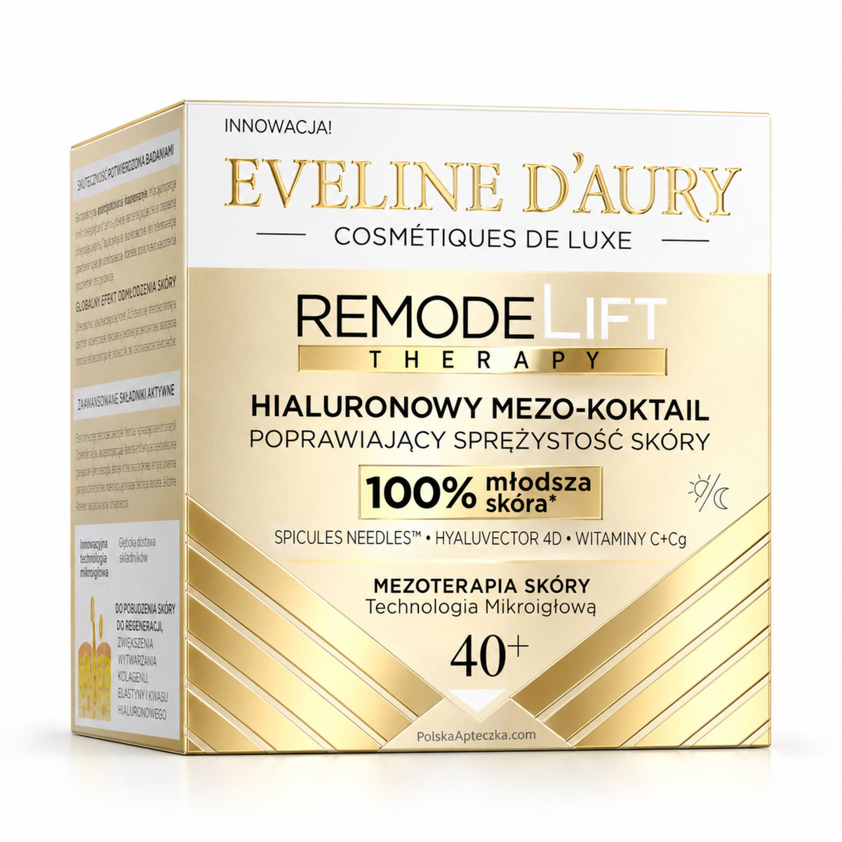 D'Aury RemodeLift Therapy 40+ Hyaluronic Meso-Cocktail, 50 ml – Eveline on white / Hialuronowy mezo-koktail poprawiający sprężystość skóry 40+ na białym tle