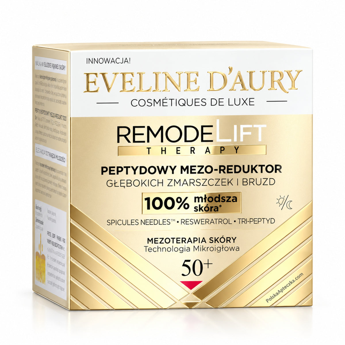 D'Aury RemodeLift Therapy 50+ Peptide Meso-Reductor, 50 ml – Eveline on white / D'Aury RemodeLift Therapy peptydowy mezo-reduktor 50+ na białym tle