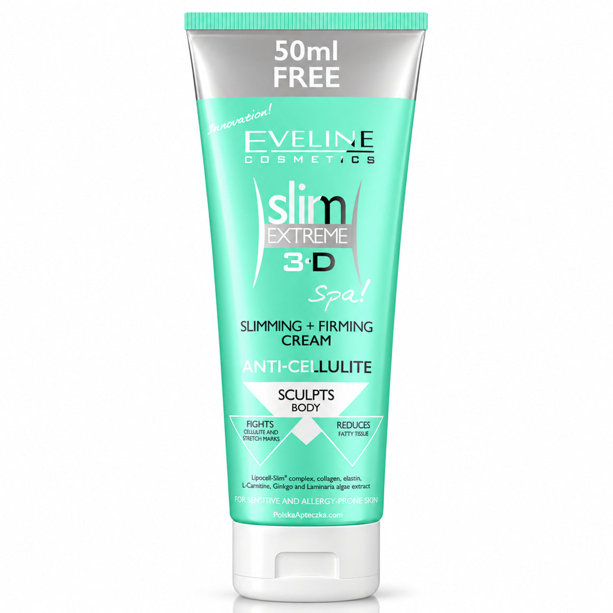 Slim Extreme 3D Slimming and Firming Body Cream, 250 ml – Eveline on white / Slim Extreme 3D ujędrniający krem do ciała na białym tle