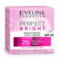 Perfect Bright Brightening Light Day Cream SPF 20, 50 ml – Eveline on white / Rozświetlający krem na dzień na białym tle