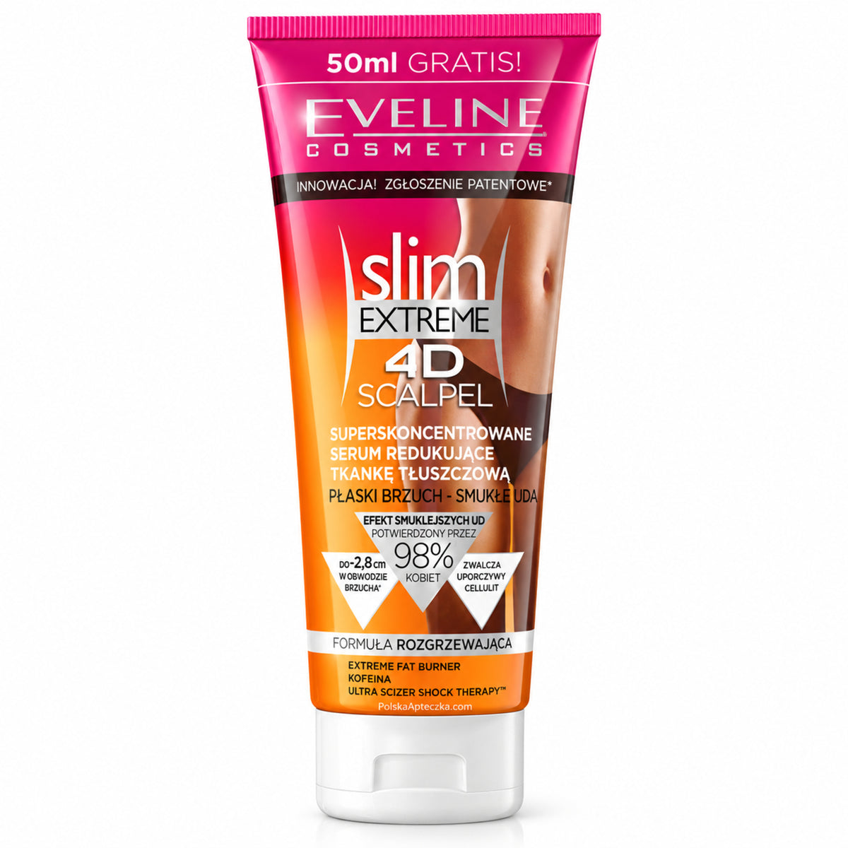Slim Extreme 4D Scalpel Warming Body Serum, 250 ml – Eveline on white / Superskoncentrowane serum redukujące tkankę tłuszczową na białym tle