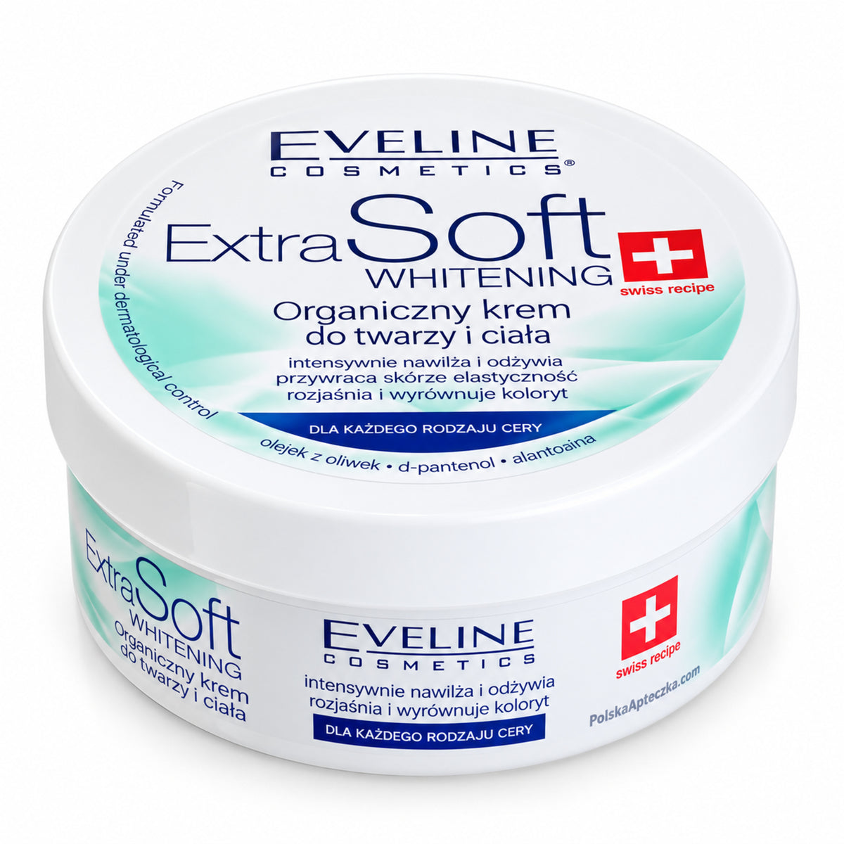 Extra Soft Brightening Face and Body Cream, 200 ml – Eveline on white / Extra Soft rozjaśniający krem do twarzy i ciała na białym tle