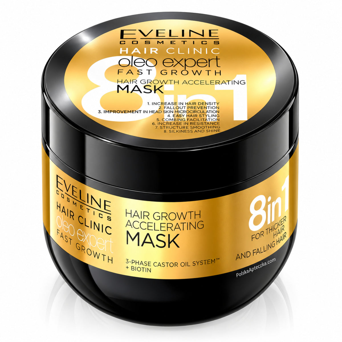 Oleo Expert Fast Growth 8-in-1 Hair Mask, 500 ml – Eveline on white / Oleo Expert Fast Growth maska do włosów 8w1 na białym tle