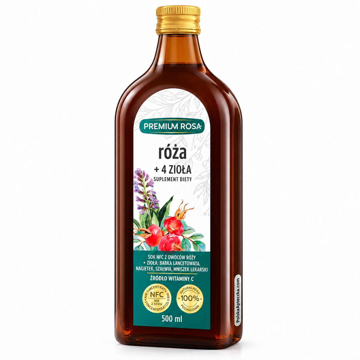 Rosehip Juice with 4 Herbs 500 ml – Premium Rosa – premium product photograph