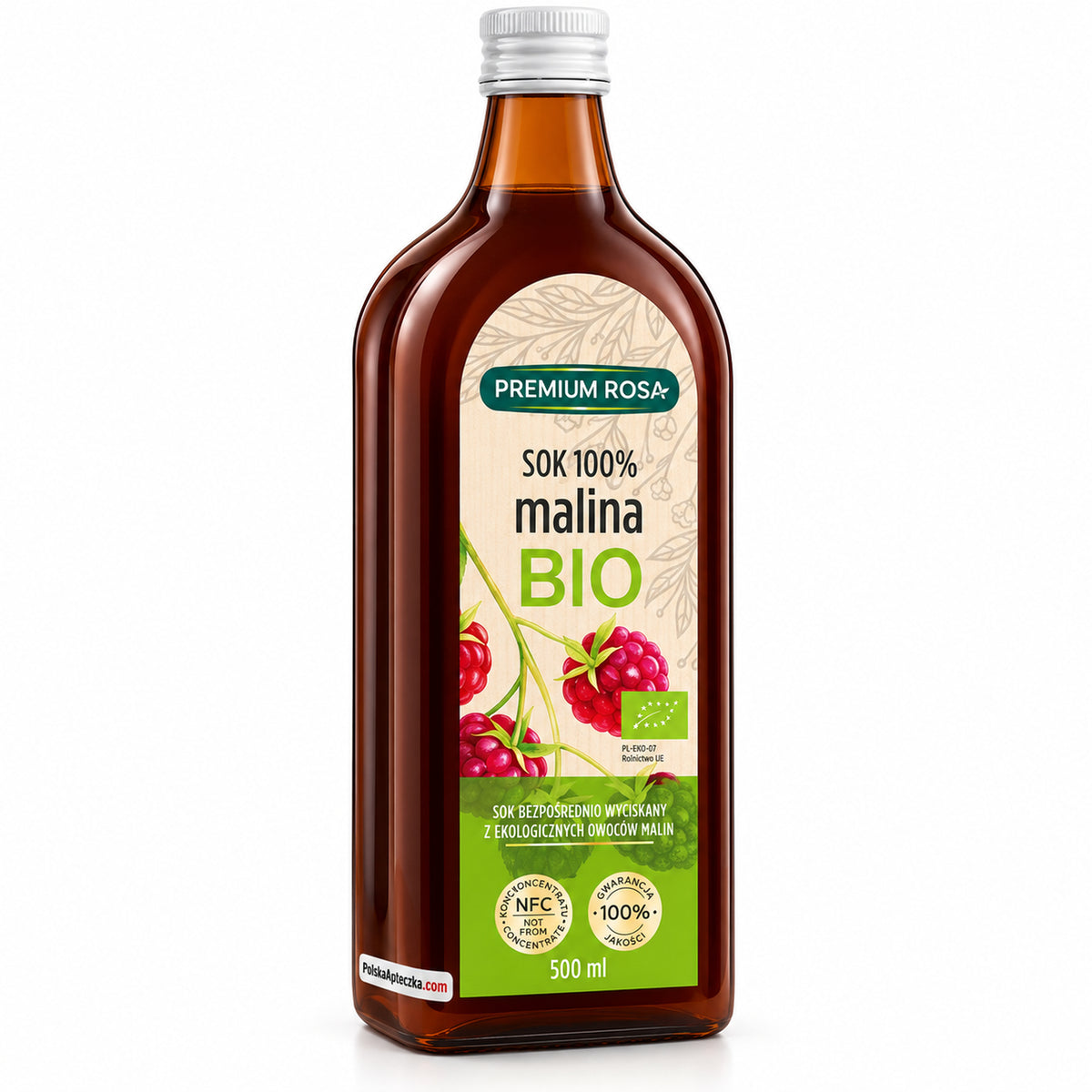 BIO 100% Raspberry Juice 500 ml – Premium Rosa – premium product photograph