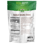 NOW Foods Garlic Sesame Sticks - 9 oz. – Back label / Etykieta producenta