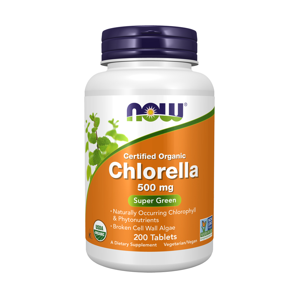 NOW Foods Chlorella 500 mg, Organic - 200 Tablets / Chlorella 500 mg, produkt ekologiczny - 200 tabletek