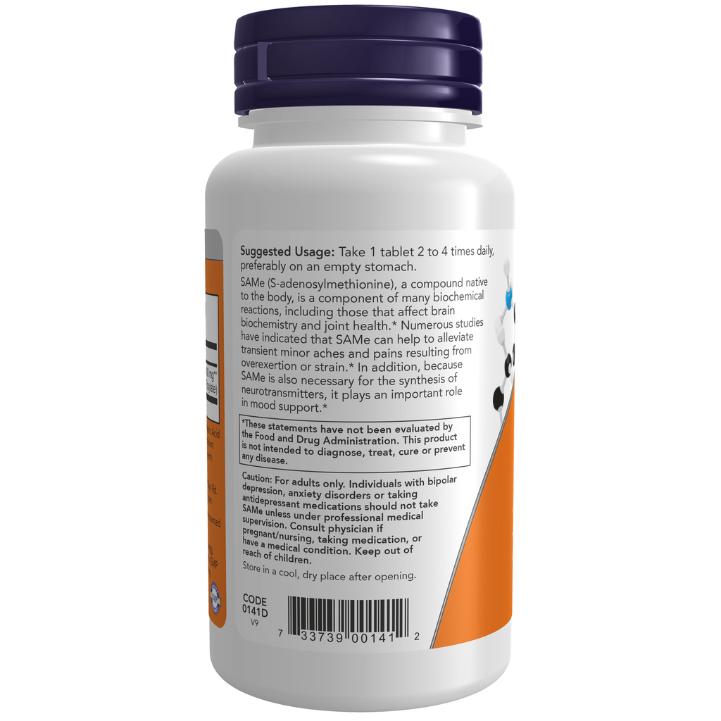 NOW Foods SAMe 400 mg - 60 Tablets – Left label / Etykieta producenta