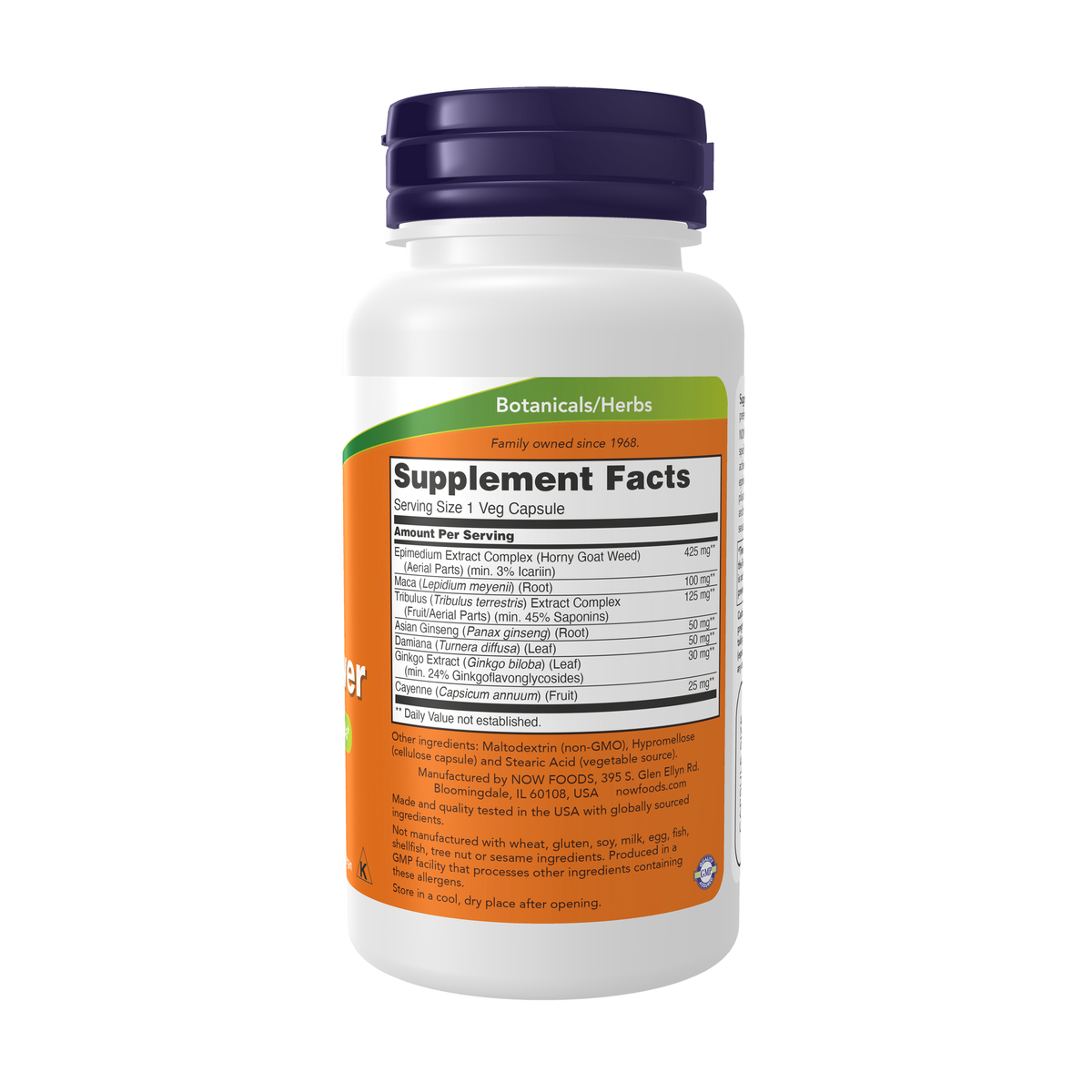 NOW Foods Men's Virility Power - 60 Veg Capsules – Right label / Etykieta producenta