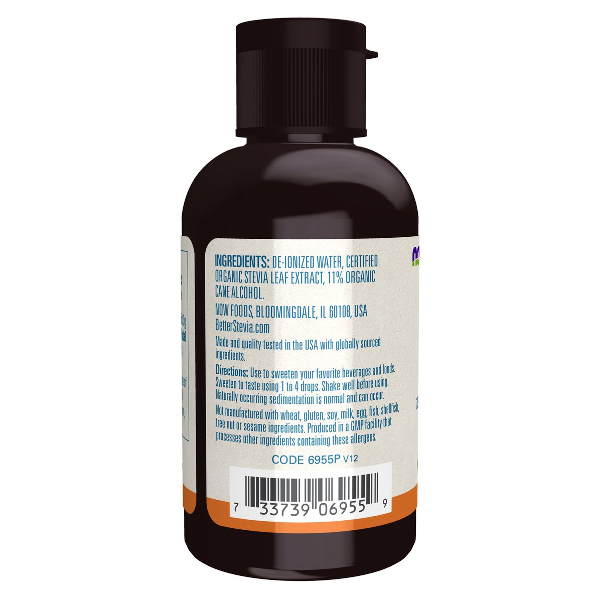 NOW Foods BetterStevia® Liquid, Original - 2 fl. oz. – Label details / Etykieta producenta