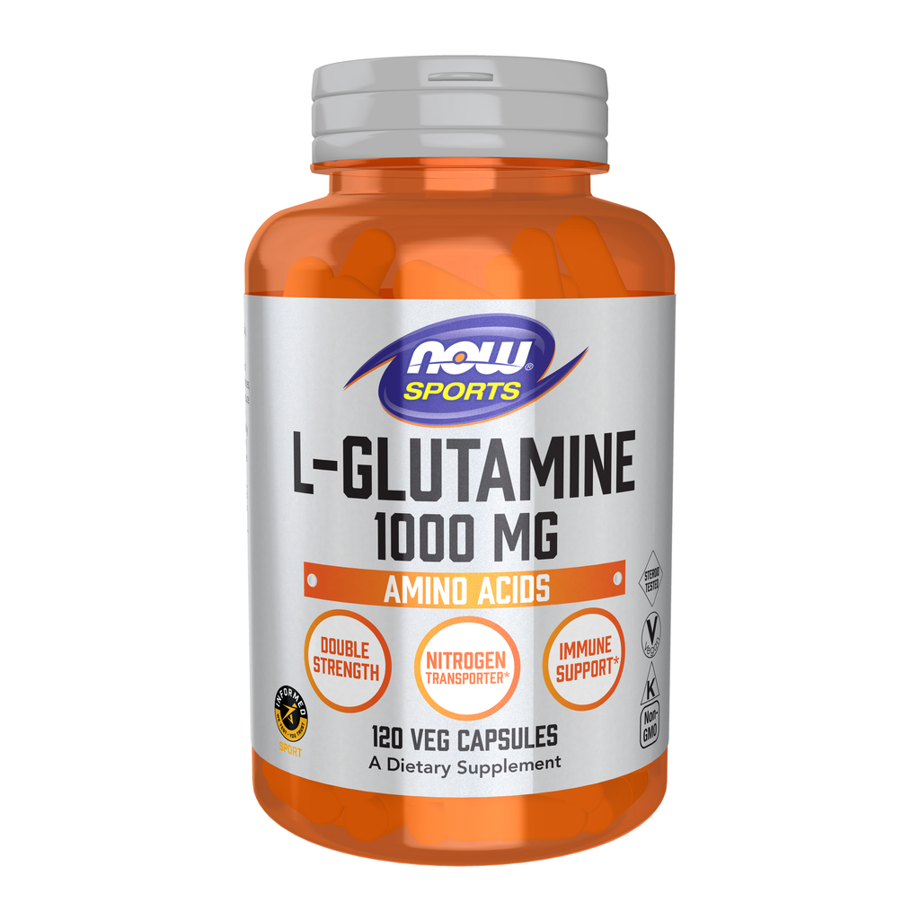 NOW Foods L-Glutamine, Double Strength 1000 mg - 120 Veg Capsules / L-glutamina, podwójna moc 1000 mg - 120 kapsułek roślinnych