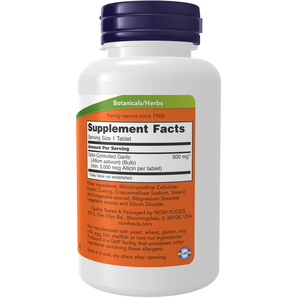 NOW Foods Garlic 5000 - 90 Tablets – Label details / Etykieta producenta