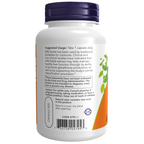 NOW Foods Milk Thistle Extract 750 mg Silymarin (600 mg), Maximum Strength - 90 Veg Capsules – Label details / Etykieta producenta