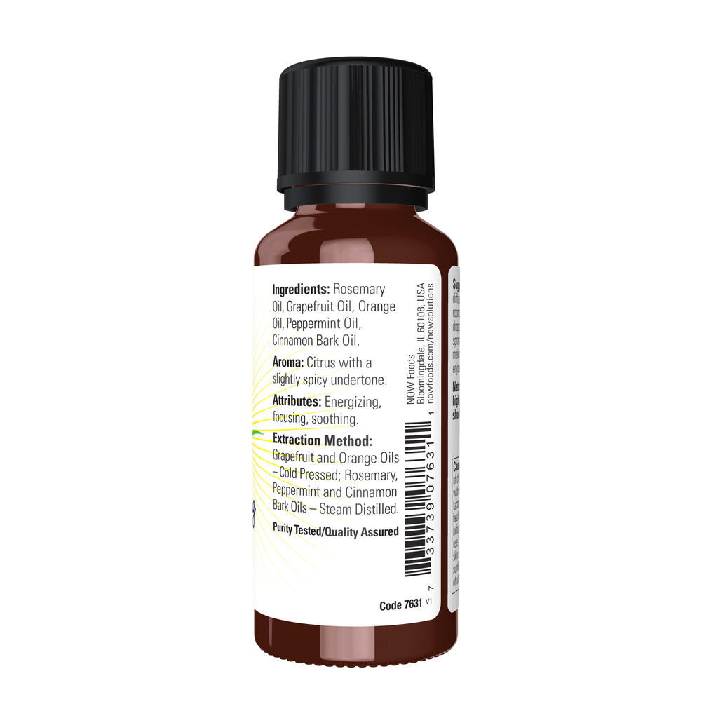 NOW Foods Good Morning Sunshine! Essential Oil - 1 fl. oz. – Right label / Etykieta producenta