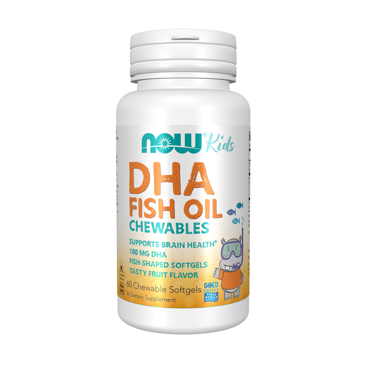 NOW Foods DHA Kids Fish Oil Chewable - 60 Chewable Softgels / DHA dla dzieci olej rybi do żucia - 60 do żucia kapsułek miękkich