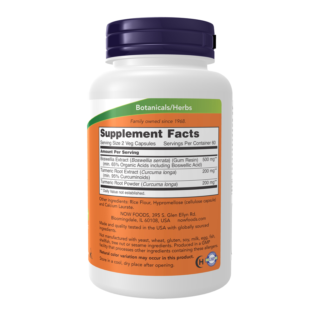 NOW Foods Boswellia Extract 250 mg - 120 Veg Capsules – Right label / Etykieta producenta