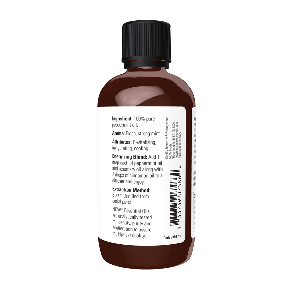 NOW Foods Peppermint Oil - 4 fl. oz. – Right label / Etykieta producenta