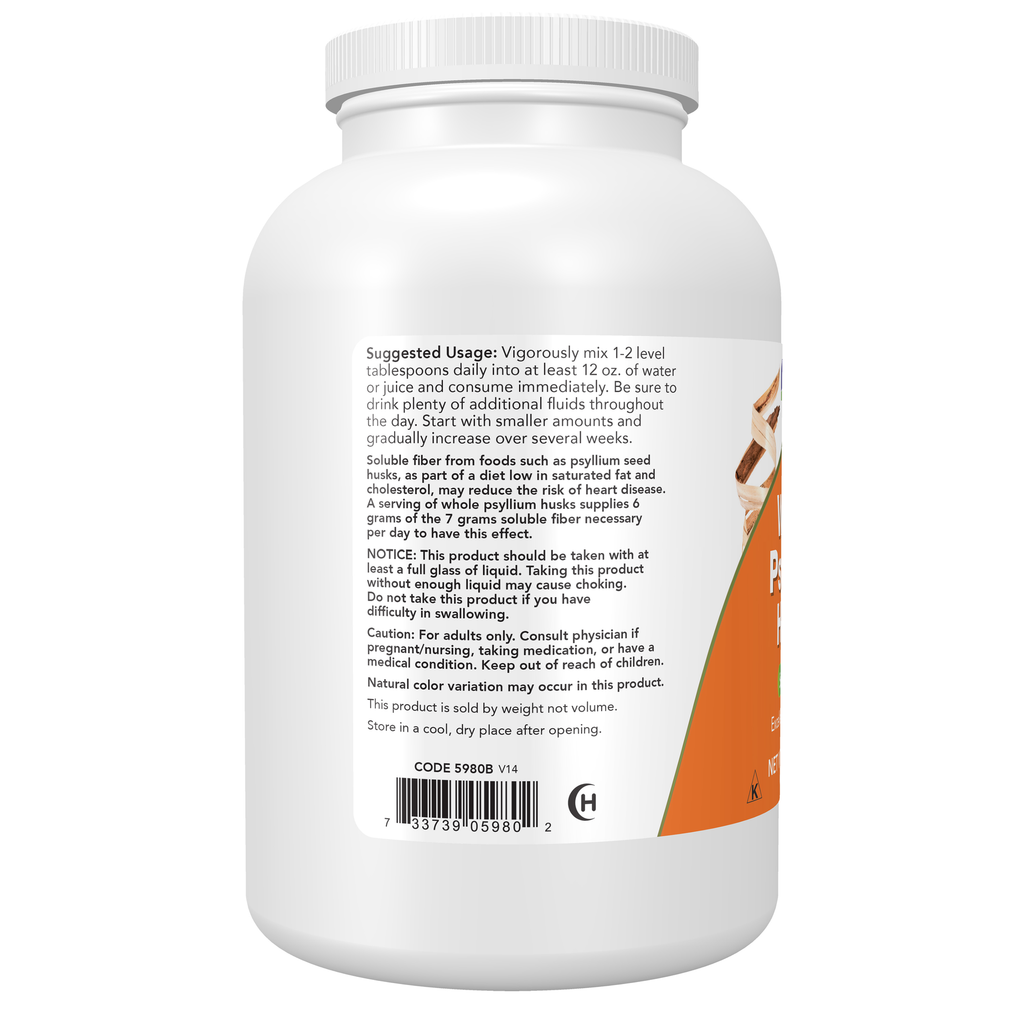 NOW Foods Psyllium Husks, Whole - 12 oz – Left label / Etykieta producenta