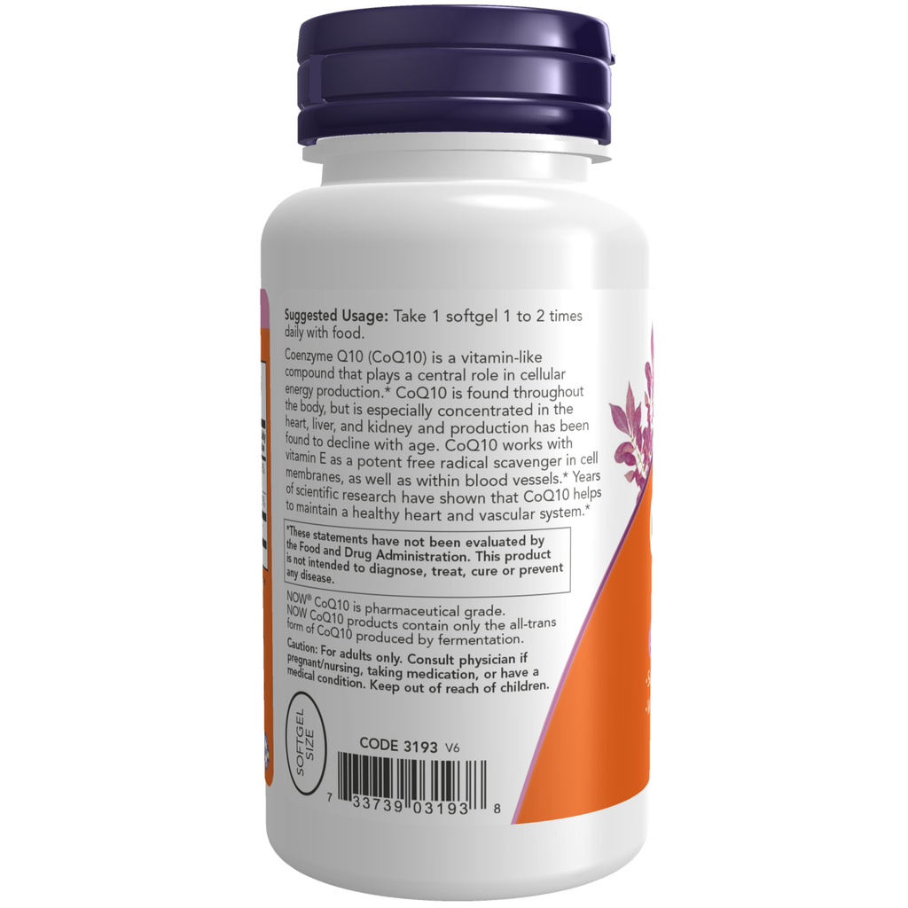 NOW Foods CoQ10 50 mg - 100 Softgels – Label details / Etykieta producenta