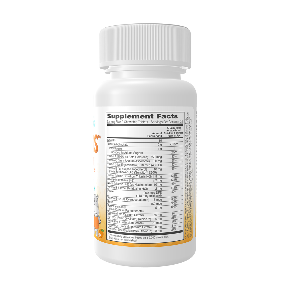 NOW Foods Kid Vits, Juicy Orange - 60 Chewable Tablets – Right label / Etykieta producenta