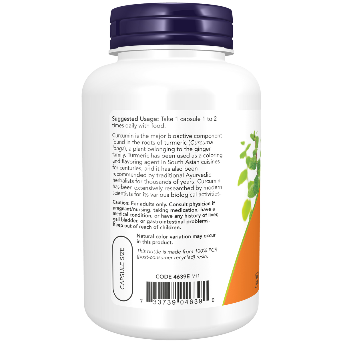 NOW Foods Turmeric Curcumin - 120 Veg Capsules – Label details / Etykieta producenta