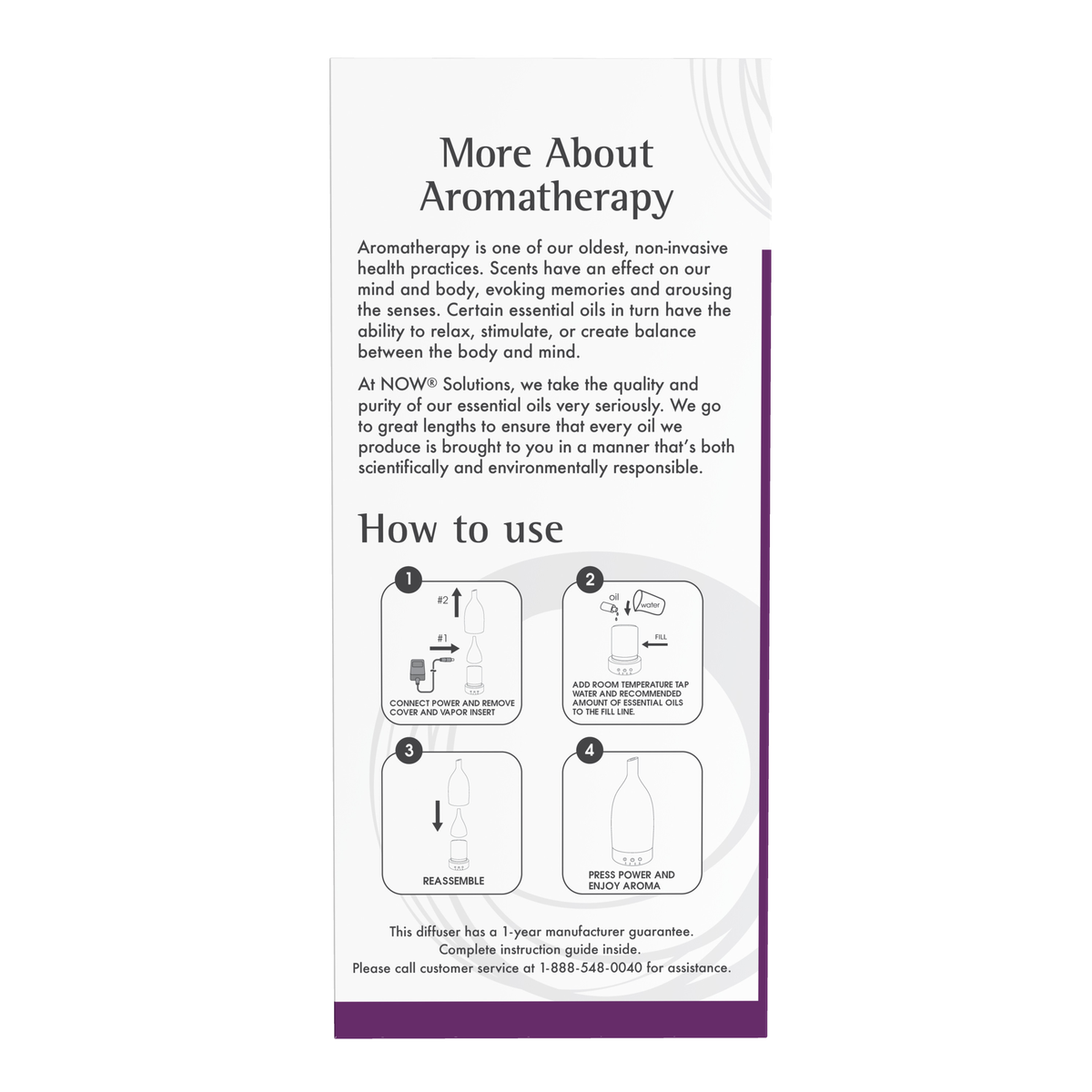 NOW Foods Ultrasonic Ceramic Stone Diffuser – Label details / Etykieta producenta