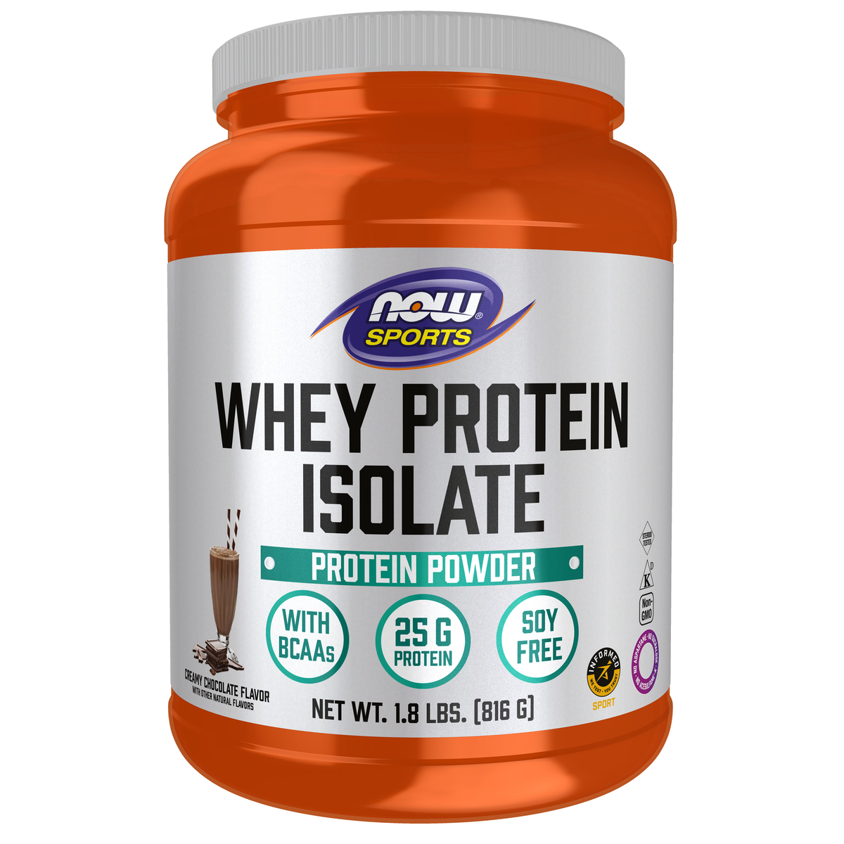 NOW Foods Whey Protein Isolate, Creamy Chocolate Powder - 1.8 lbs. / izolat białka serwatkowego, kremowa czekolada proszek - 1.8 lb