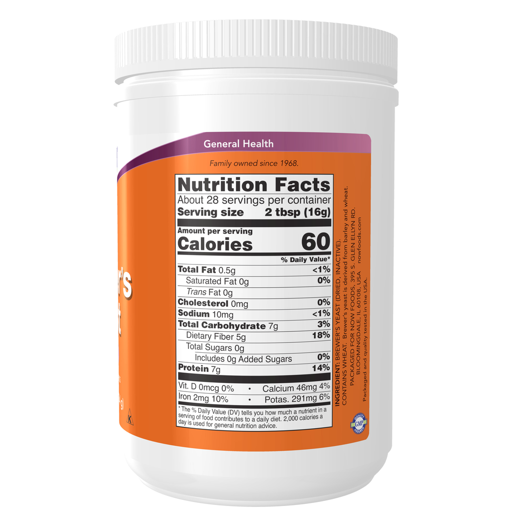 NOW Foods Brewer's Yeast Powder - 1 lb. – Label details / Etykieta producenta