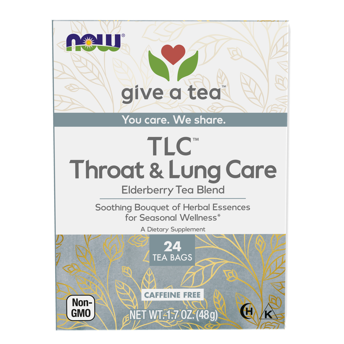 NOW Foods TLC™ Throat & Lung Care Tea - 24 Tea Bags / TLC™ Throat & Lung Care herbata - 24 saszetek