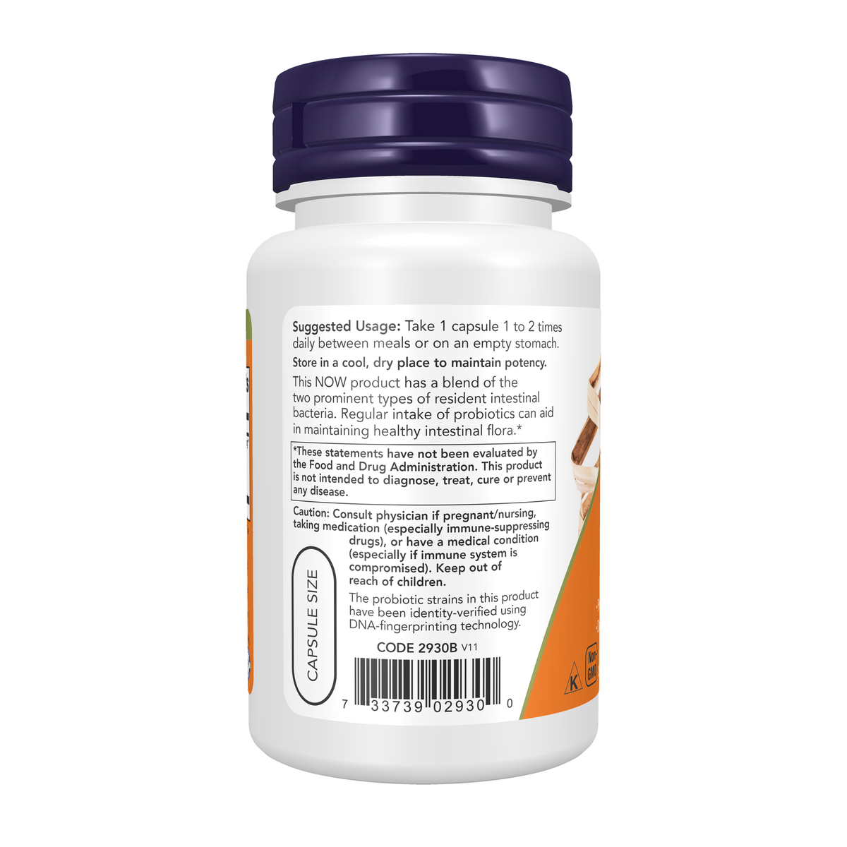 NOW Foods 8 Billion Acidophilus & Bifidus - 60 Veg Capsules – Left label / Etykieta producenta