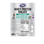 NOW Foods Whey Protein Isolate, Creamy Chocolate Powder - 10 lbs. – Label details / Etykieta producenta
