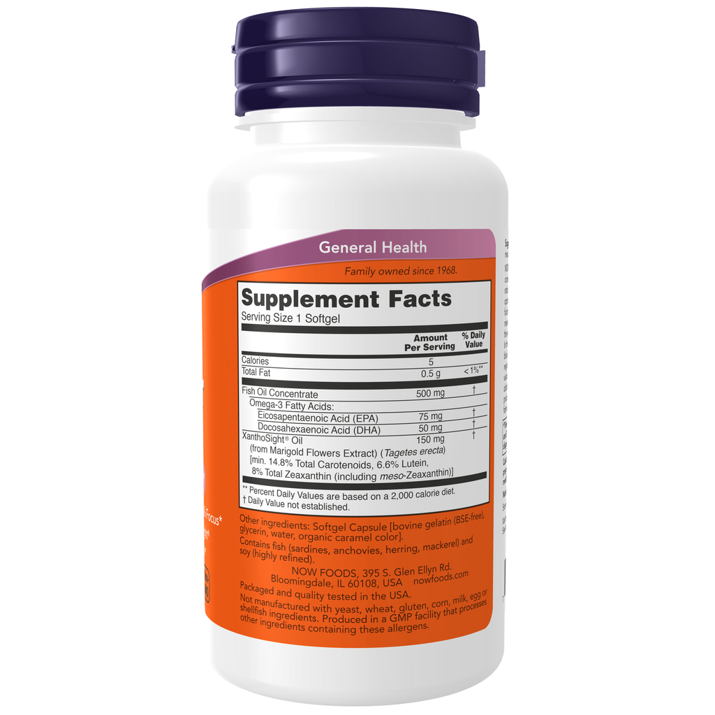 NOW Foods Macular Vision - 50 Softgels – Label details / Etykieta producenta