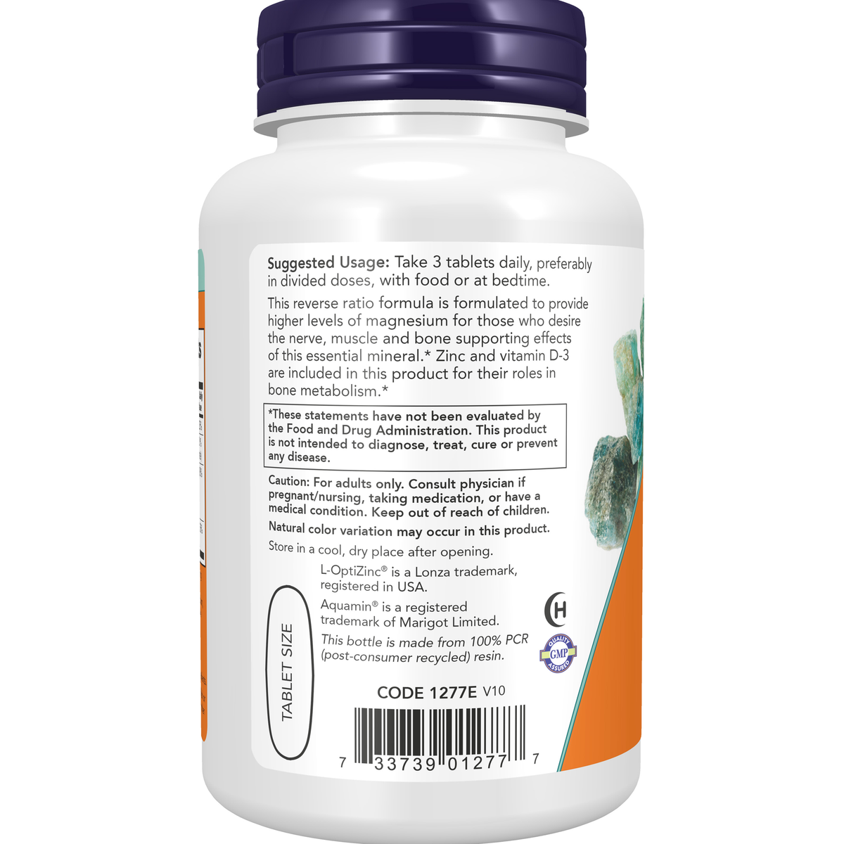 NOW Foods Magnesium & Calcium - 100 Tablets – Left label / Etykieta producenta