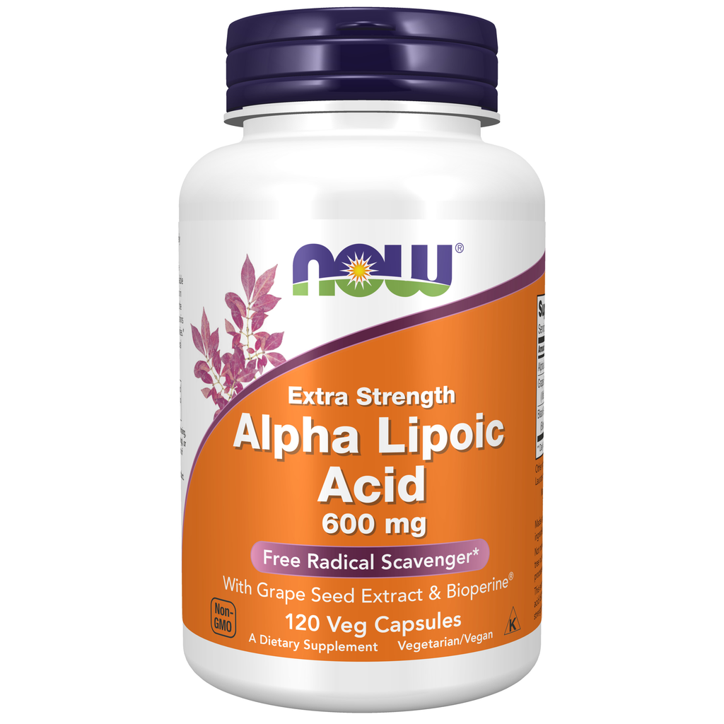 NOW Foods Alpha Lipoic Acid, Extra Strength 600 mg - 120 Veg Capsules / kwas alfa-liponowy, zwiększona moc 600 mg - 120 kapsułek roślinnych