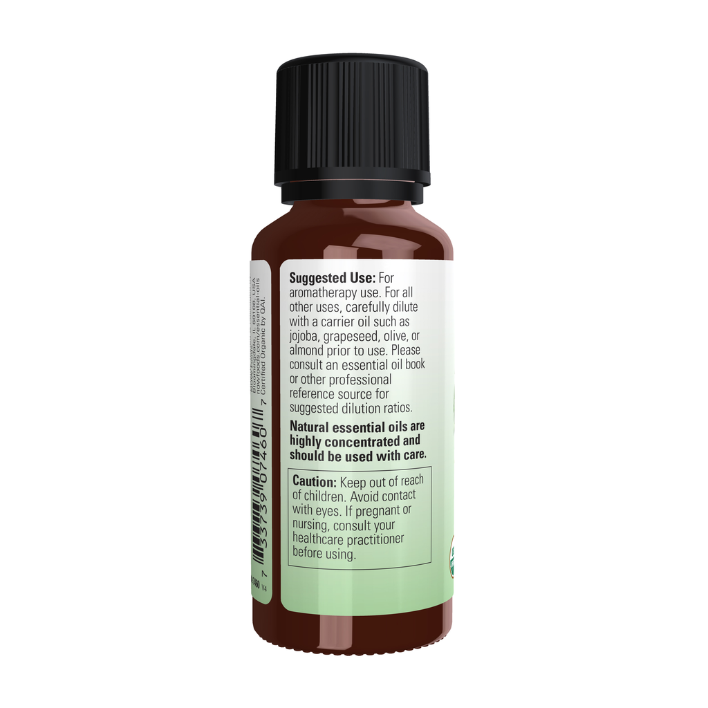 NOW Foods Rosemary Oil, Organic - 1 fl. oz. – Left label / Etykieta producenta