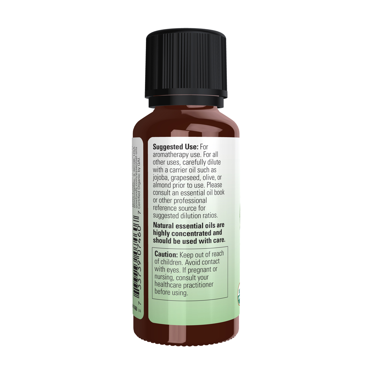 NOW Foods Rosemary Oil, Organic - 1 fl. oz. – Left label / Etykieta producenta