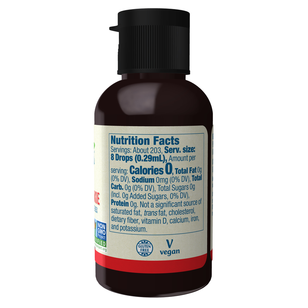 NOW Foods BetterStevia® Liquid, Peppermint Cookie - 2 fl. oz. – Label details / Etykieta producenta