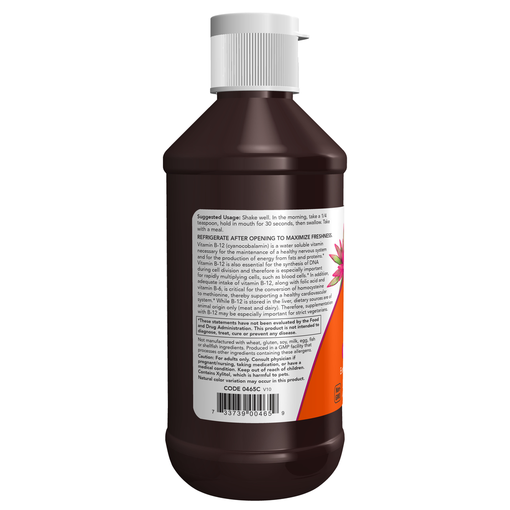 NOW Foods Vitamin B-12 Complex Liquid - 8 oz. – Label details / Etykieta producenta