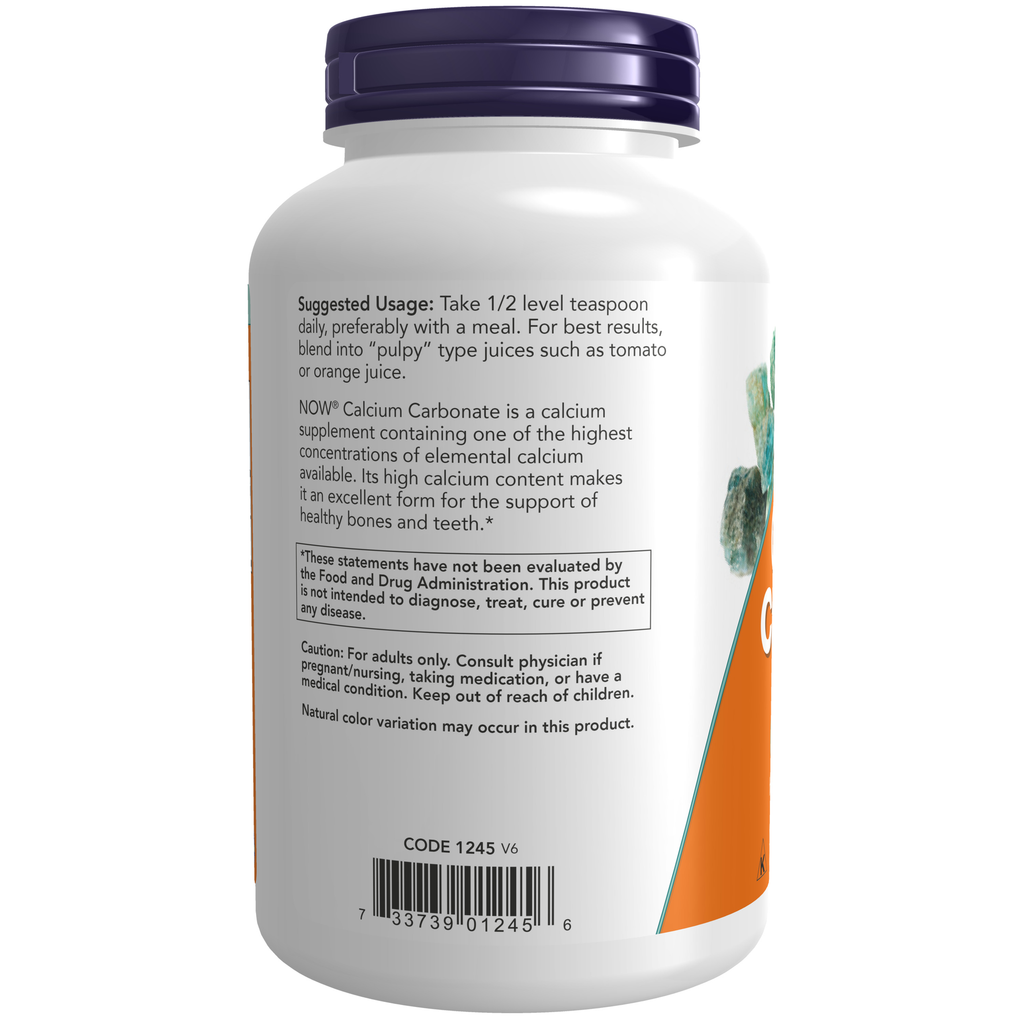 NOW Foods Calcium Carbonate Powder - 12 oz. – Label details / Etykieta producenta