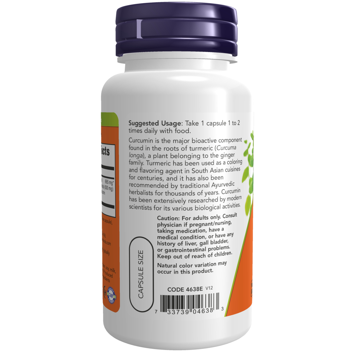 NOW Foods Turmeric Curcumin - 60 Veg Capsules – Label details / Etykieta producenta