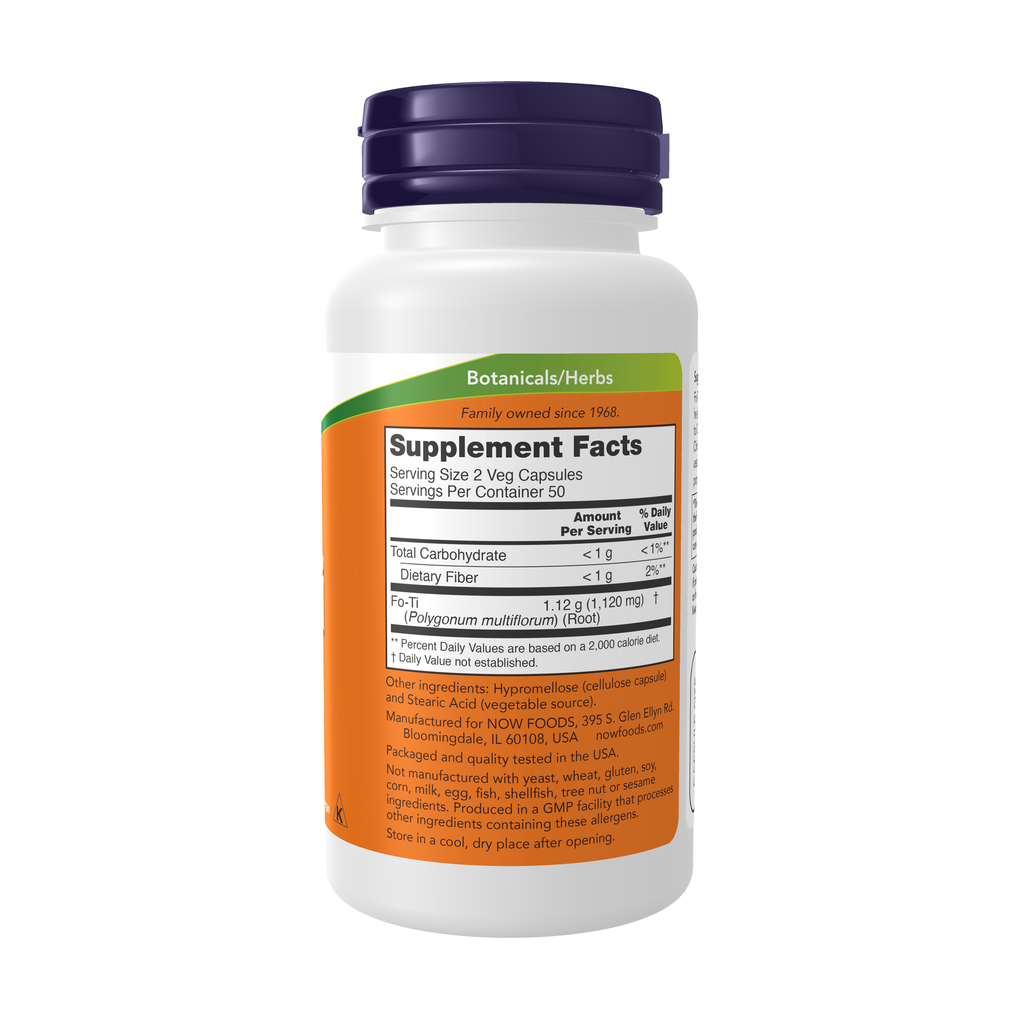 NOW Foods Fo-Ti 560 mg - 100 Veg Capsules – Right label / Etykieta producenta