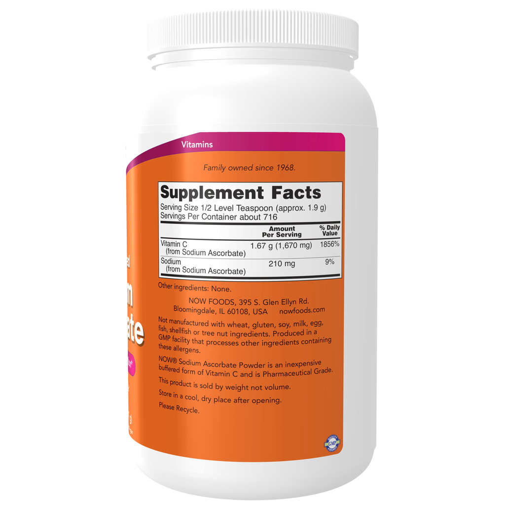NOW Foods Sodium Ascorbate Powder - 3 lbs. – Label details / Etykieta producenta