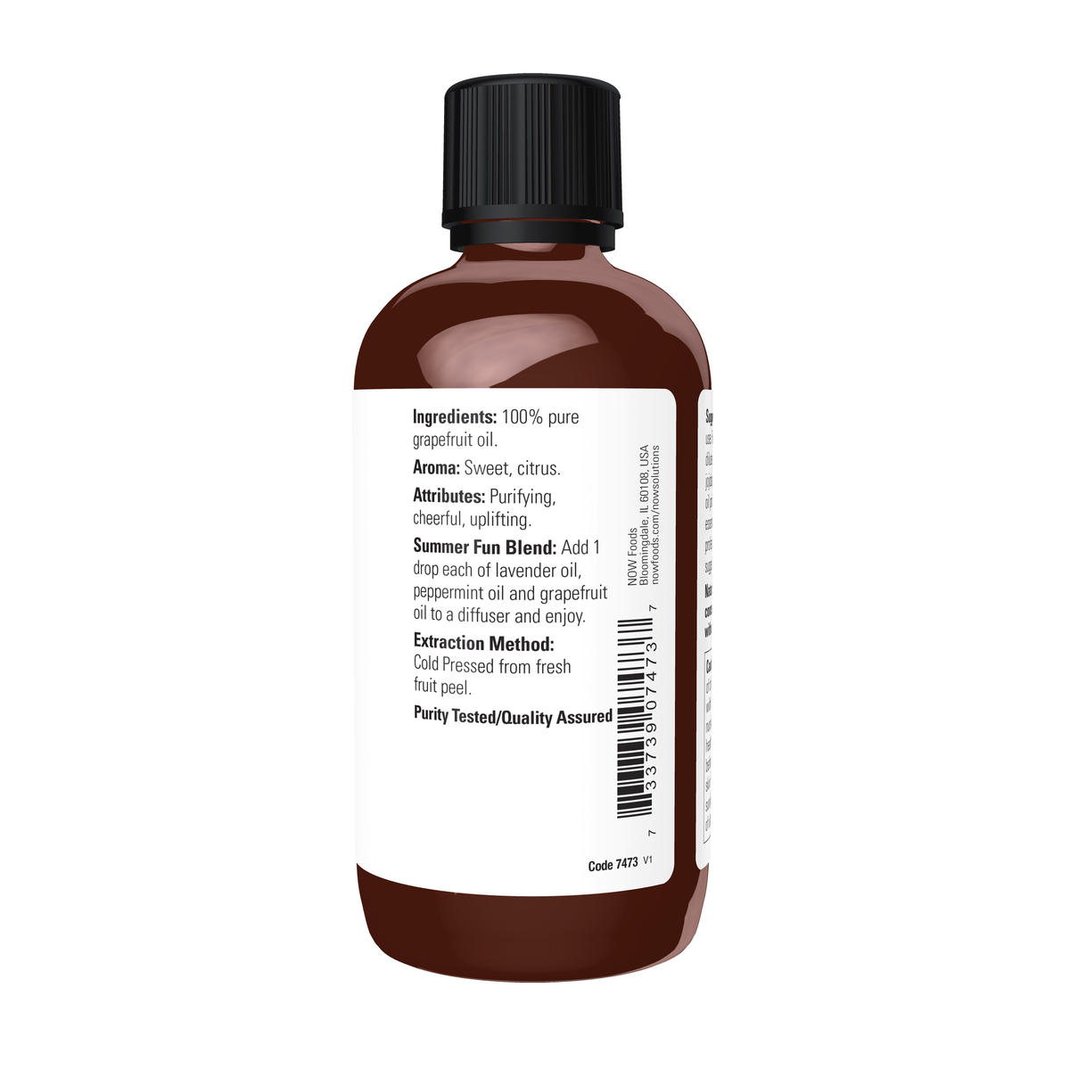 NOW Foods Grapefruit Oil - 4 fl. oz. – Right label / Etykieta producenta