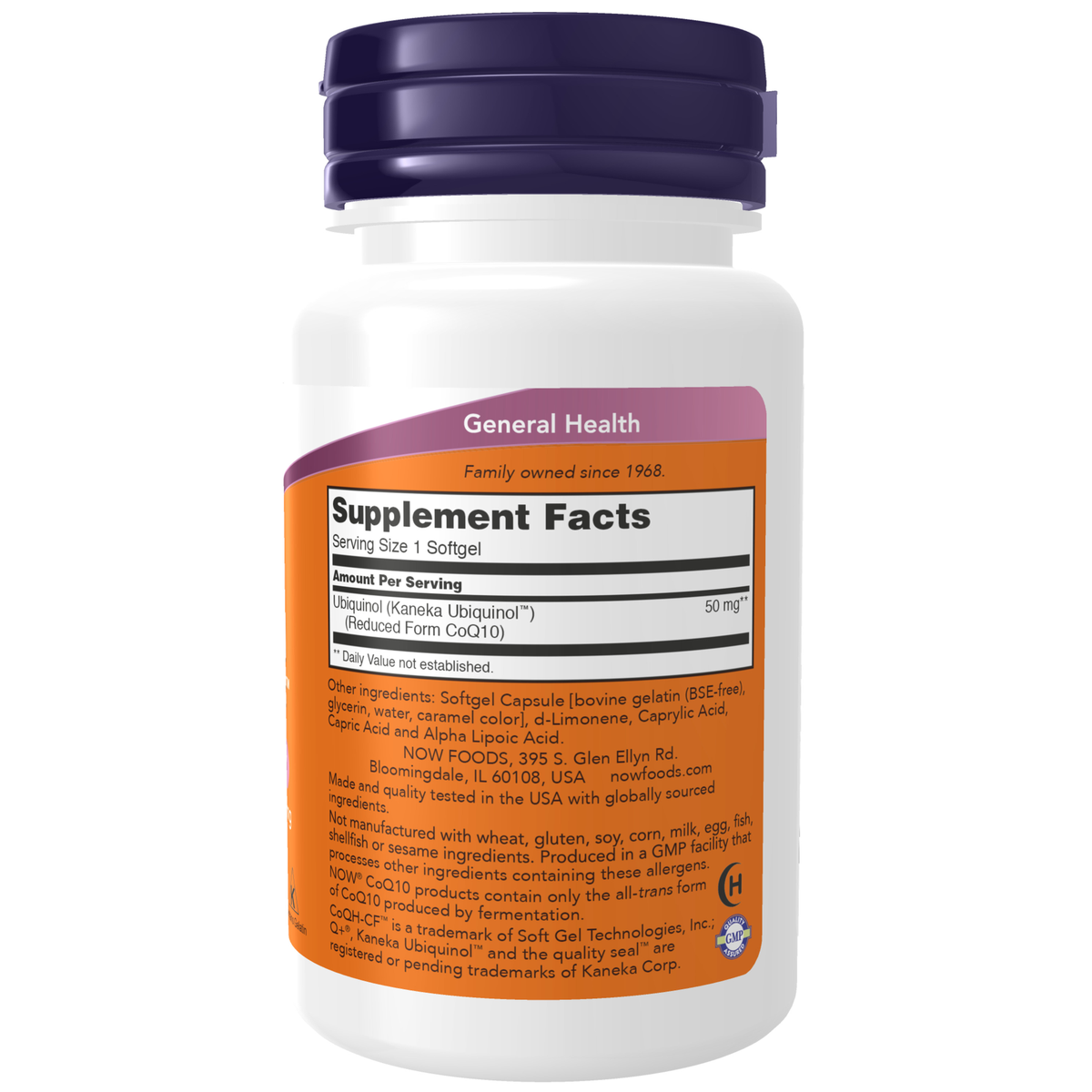 NOW Foods Ubiquinol CoQH-CF™ - 60 Softgels – Label details / Etykieta producenta