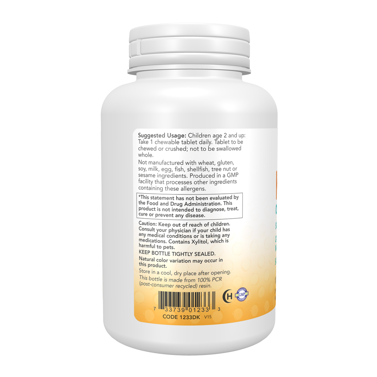 NOW Foods Kid Cal™ - 100 Chewables – Left label / Etykieta producenta