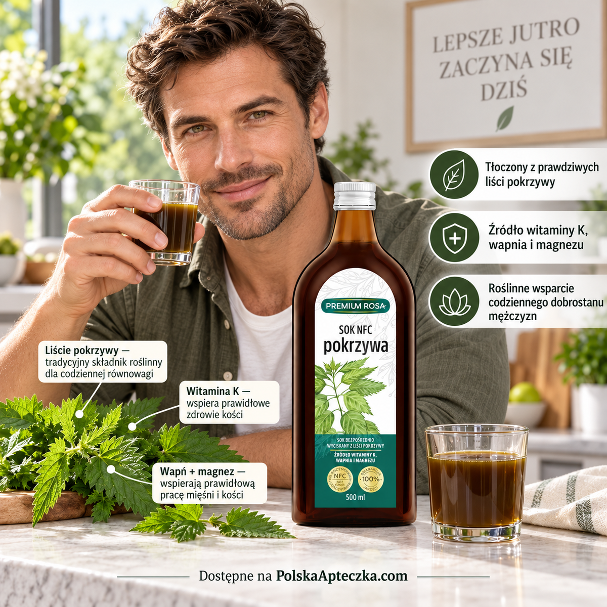 Pokrzywa Sok z pokrzywy 500ml | Nettle Juice - Natural Iron & Detox Support - Apteczka | Proton Nutrition
