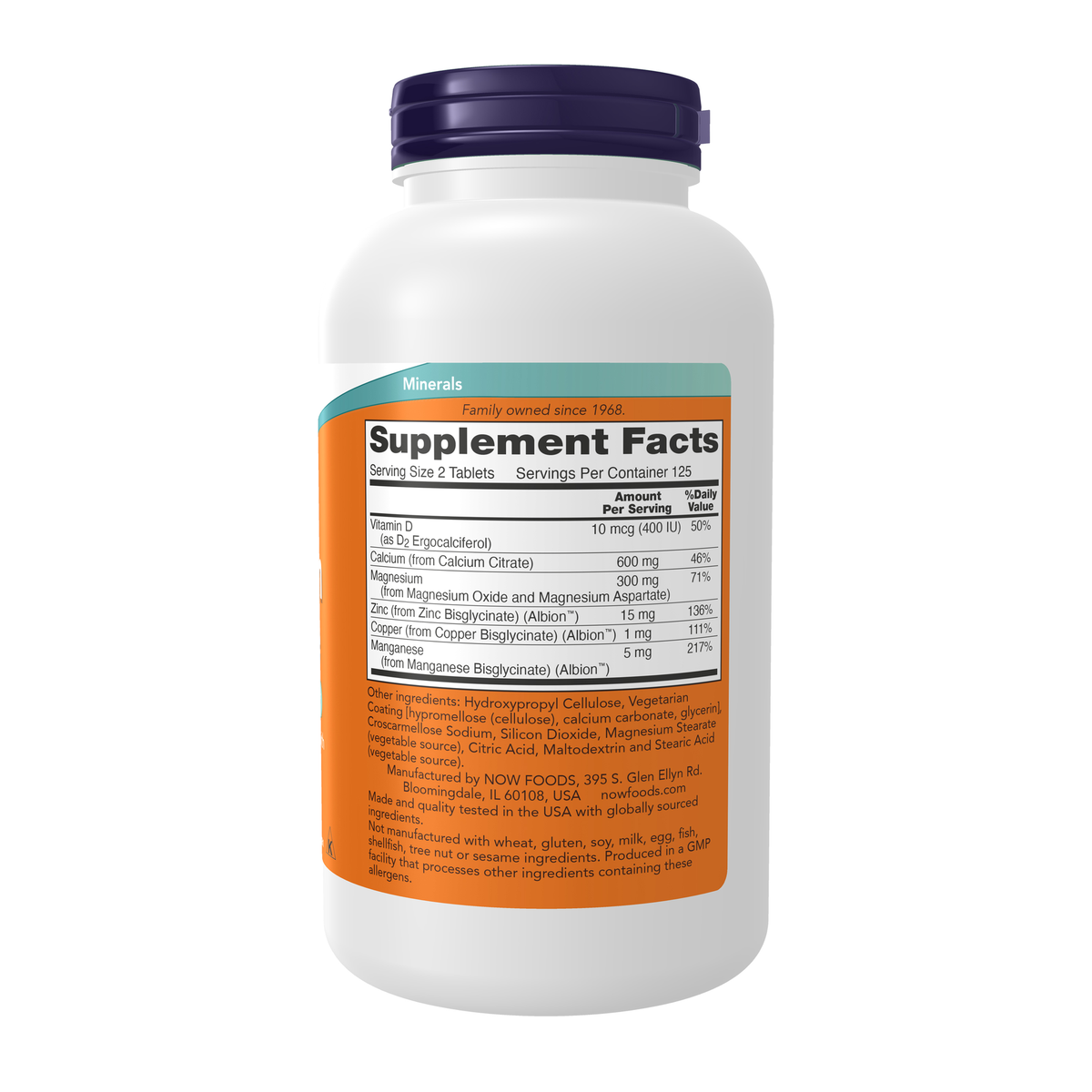 NOW Foods Calcium Citrate - 250 Tablets – Right label / Etykieta producenta