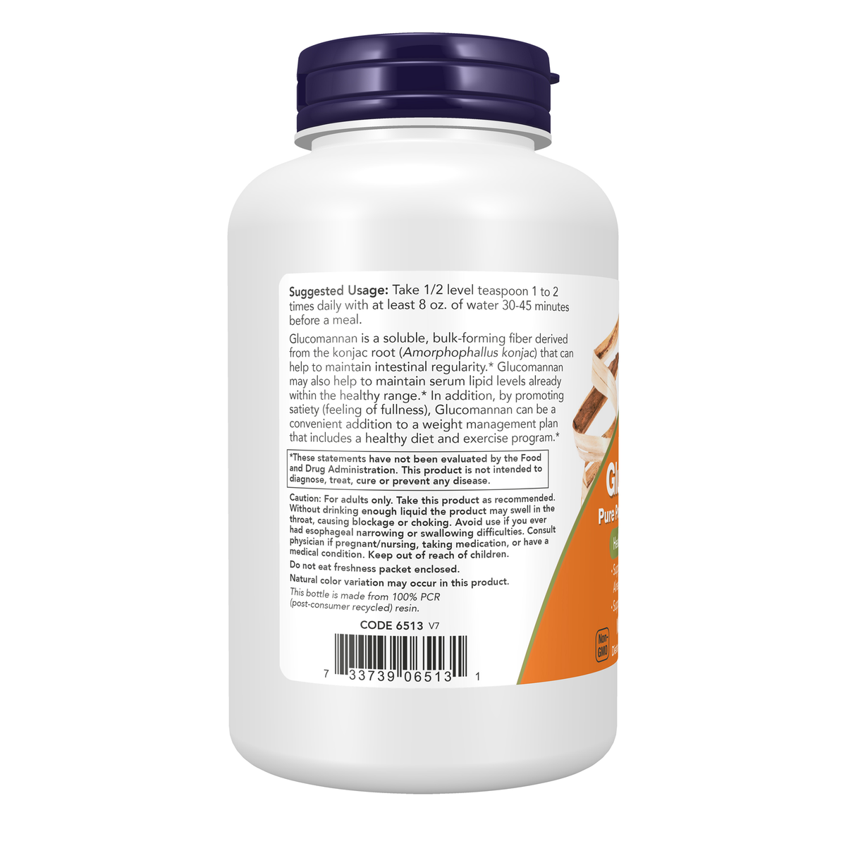 NOW Foods Glucomannan Pure Powder - 8 oz. – Left label / Etykieta producenta