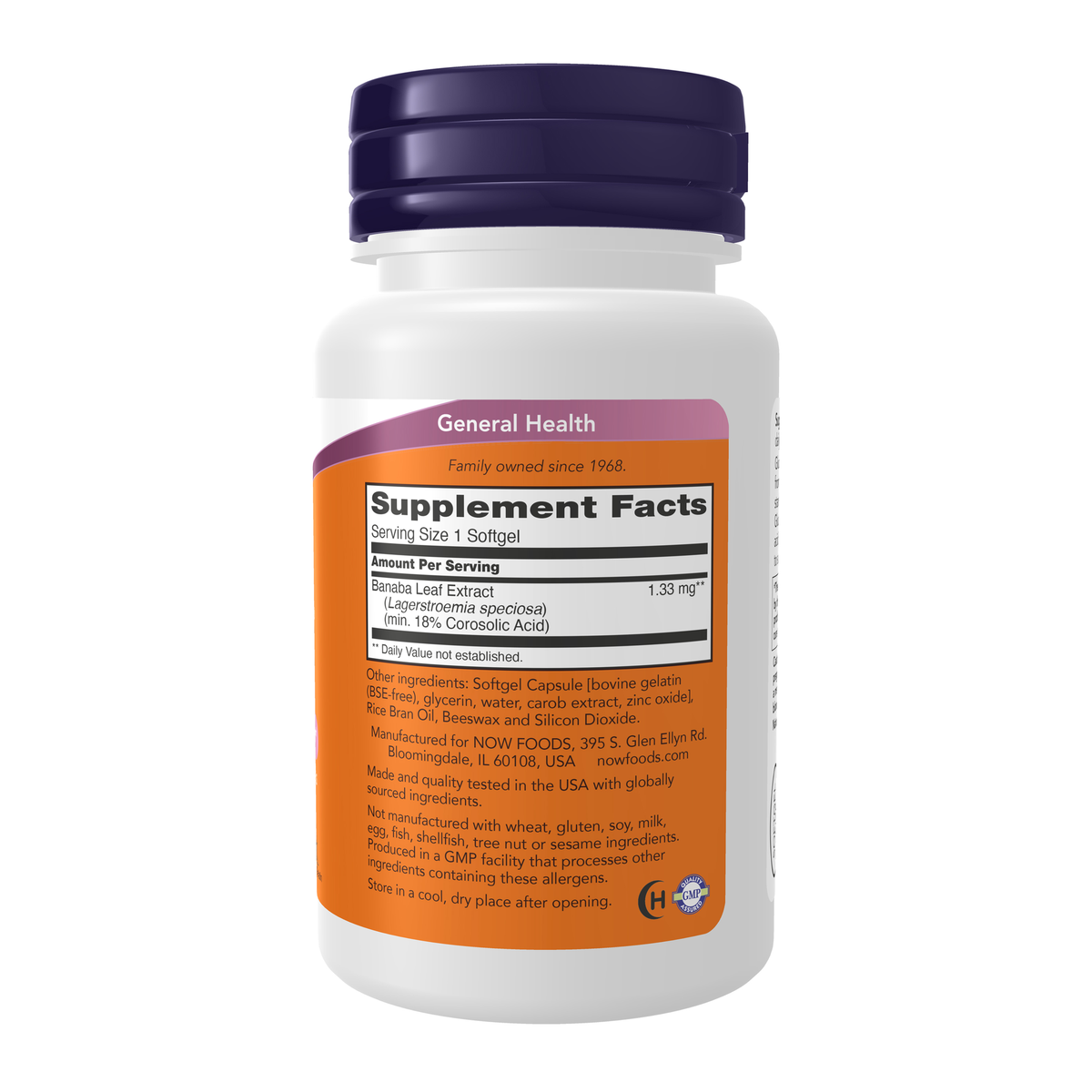 NOW Foods GlucoFit&reg; - 60 Softgels – Right label / Etykieta producenta